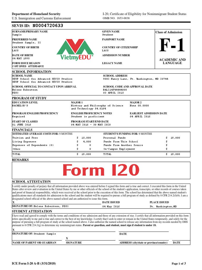 Hướng dẫn thủ tục xin I-20 Mỹ chi tiết từ trường học 3 thủ tục xin I-20 mỹ