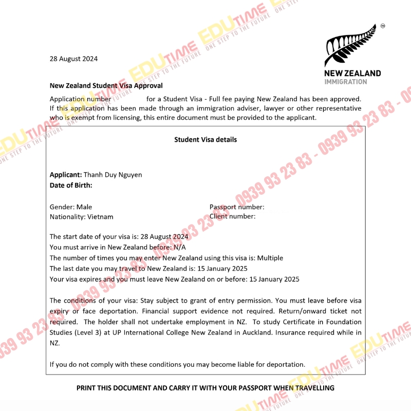 yêu cầu tiếng anh visa du học new zealand
